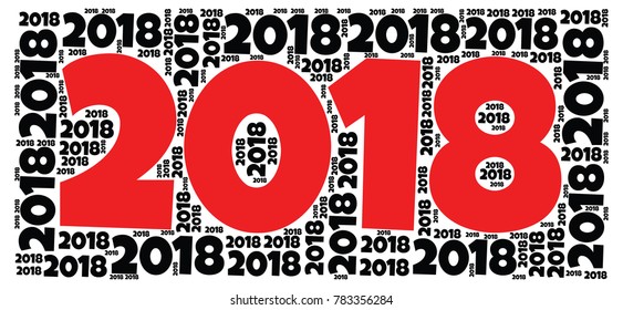 2018 new year word cloud template. Holidays lettering collage. Vector illustration