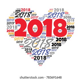 2018 new year word cloud. Holidays lettering collage. Vector illustration