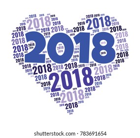 2018 new year word cloud. Holidays lettering collage. Vector illustration