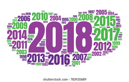 2018 new year word cloud. Holidays lettering collage. Vector illustration