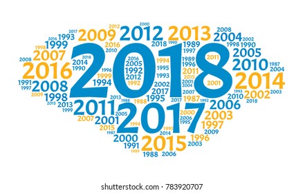 2018 new year word cloud. Holidays lettering collage. Vector illustration