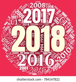 2018 new year word cloud. Holidays lettering collage. Vector illustration