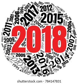 2018 new year word cloud. Holidays lettering collage. Vector illustration