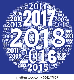 2018 new year word cloud. Holidays lettering collage. Vector illustration