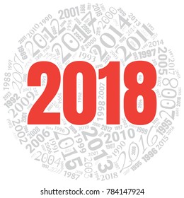 2018 new year word cloud. Holidays lettering collage. Vector illustration