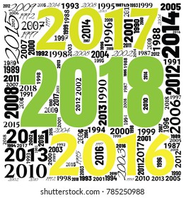 2018 new year word cloud. Holidays lettering collage. Vector illustration