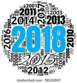 2018 new year word cloud. Holidays lettering collage. Vector illustration