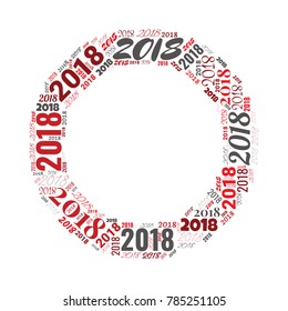 2018 new year word cloud template. Holidays lettering collage. Vector illustration