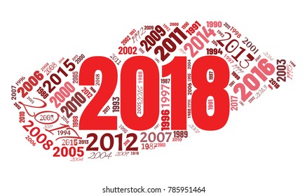 2018 new year word cloud. Holidays lettering collage. Vector illustration