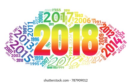 2018 new year word cloud. Holidays lettering collage. Vector illustration