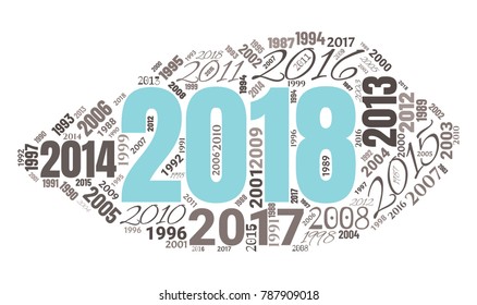 2018 new year word cloud. Holidays lettering collage. Vector illustration