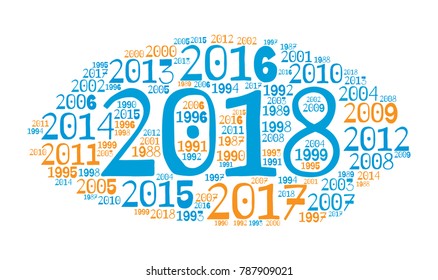2018 new year word cloud. Holidays lettering collage. Vector illustration