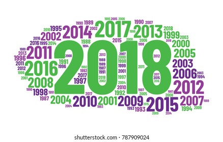 2018 new year word cloud. Holidays lettering collage. Vector illustration