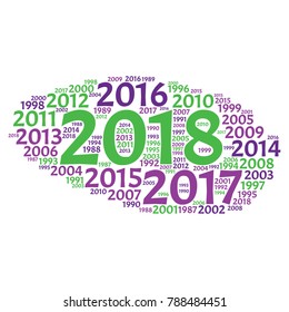 2018 new year word cloud. Holidays lettering collage. Vector illustration