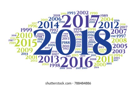 2018 new year word cloud. Holidays lettering collage. Vector illustration
