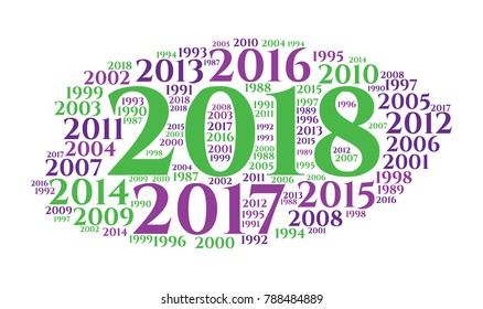 2018 new year word cloud. Holidays lettering collage. Vector illustration