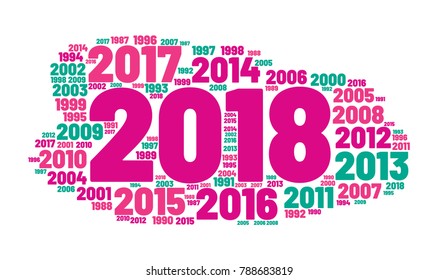 2018 new year word cloud. Holidays lettering collage. Vector illustration
