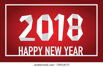 2018, a new year's logo in red for flyers, leaflets, postcards and posters in vector graphics