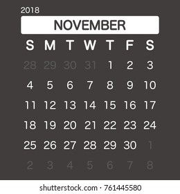 2018 NOVEMBER Calendar Planner Design.