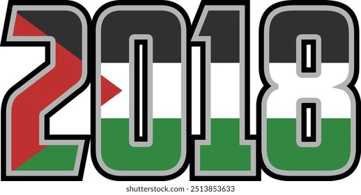 2018 number vector design has a palestinian flag motif