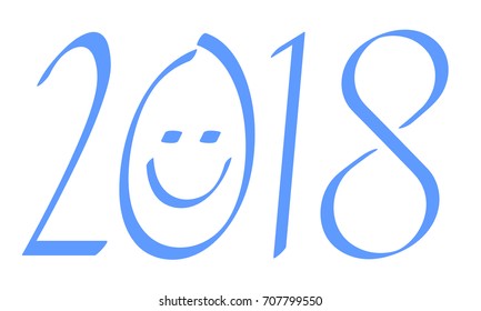 2018 number written by highlighter. Flat concept illustration of Happy new year congratulation. Isolated vector design element for web, presentation.