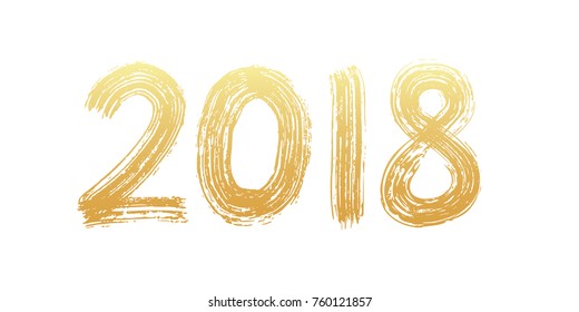 2018 numeral hand lettering. Dry brush texture effect. Happy New Year. Merry Christmas. Graduation. Vector Illustration