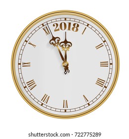 2018 Old clock with roman numbers.-Vector illustration.