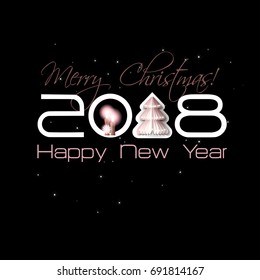 2018 Origami Happy New Year Tree
greeting card or background. 
Vector illustration
