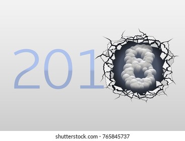 2018 Paper background with hole and eight number. Vector illustration