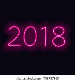 2018 pink neon glowing vector sign
