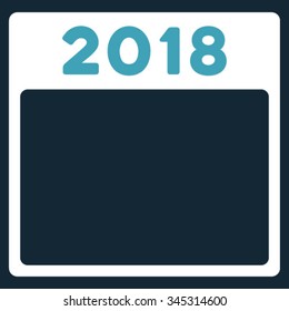 2018 Plan vector icon. Style is bicolor flat symbol, blue and white colors, rounded angles, dark blue background.