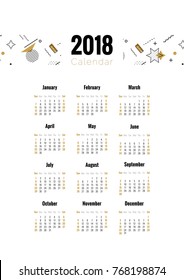 2018 planner calendar design in memphis style. Vector illustration