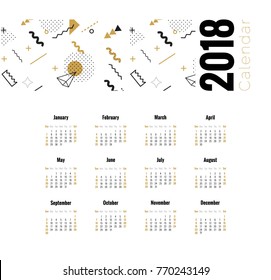 2018 planner calendar design in memphis style. Vector illustration