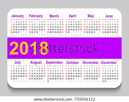 2018 pocket calendar template calendar grid のベクター画像素材
