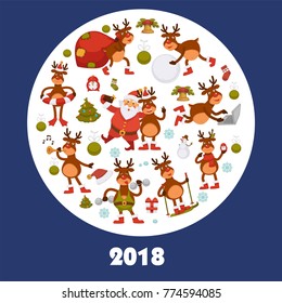 2018 poster for Christmas or New Year winter holiday.