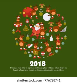 2018 poster for Christmas or New Year winter holiday.