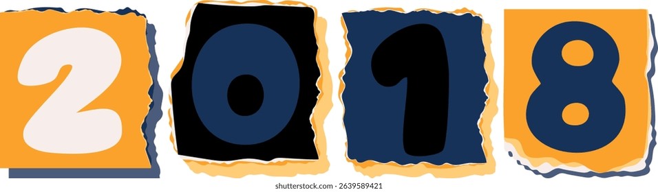 2018 Retro torn paper number Design art