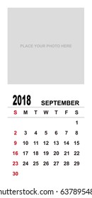 2018 SEPTEMBER Calendar Planner Design.