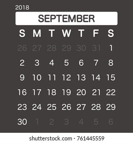 2018 SEPTEMBER Calendar Planner Design.