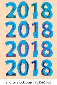 2018 Set of cards. Baked milk color background.