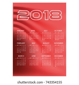 2018 simple business wall calendar red color abstract background eps10