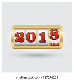 2018 - slot machine style typographic new year card design