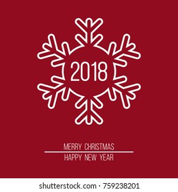 2018 in snowflake, Merry Christmas and Happy New Year poster
