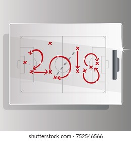 2018 Soccer strategy goal red white board background vector