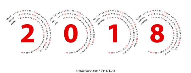 2018 spiral calendar template vector design