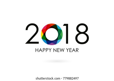 2018 text with black color. Happy New Year greeting. Celebrate happiness