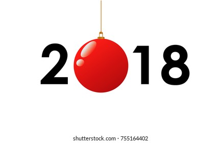 2018 text design with decoration isolated on white background