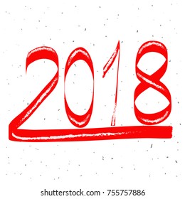 2018 text design isolated on white background. Hand drawn lettering 2018. For brochure, design template, business cover and web site. Use for poster,flyer,placard and greeting card. Modern xmas design