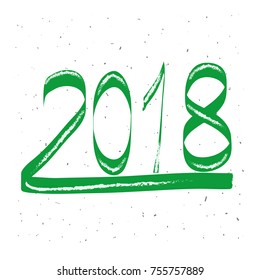 2018 text design isolated on white background. Hand drawn lettering 2018. For brochure, design template, business cover and web site. Use for poster,flyer,placard and greeting card. Modern xmas design