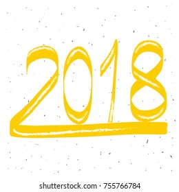 2018 text design isolated on white background. Hand drawn lettering 2018. For brochure, design template, business cover and web site. Use for poster,flyer,placard and greeting card. Modern xmas design
